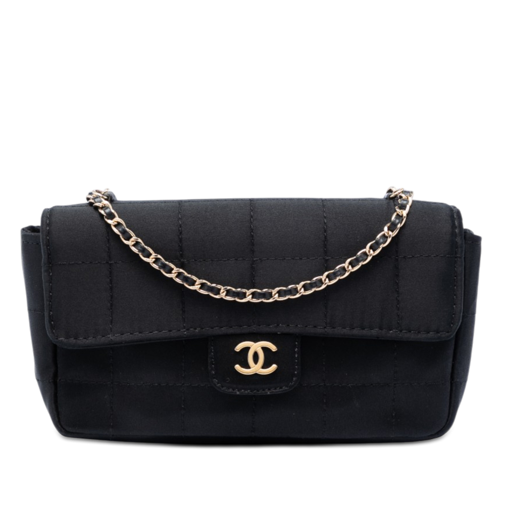 Pre-Loved Chanel Mini Square Chocolate Bar Satin Single Flap